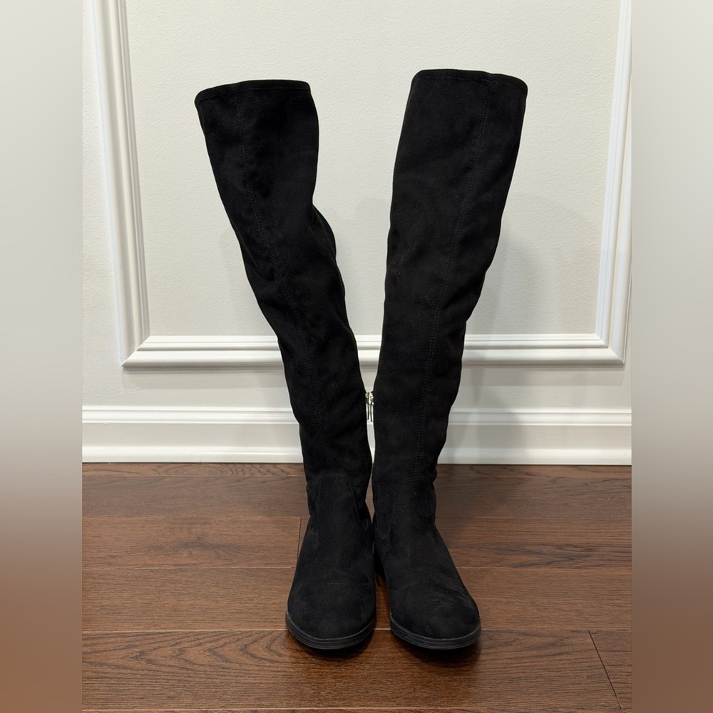 Marc Fisher Black Over the Knee Studded Boots - Picture 6 of 9